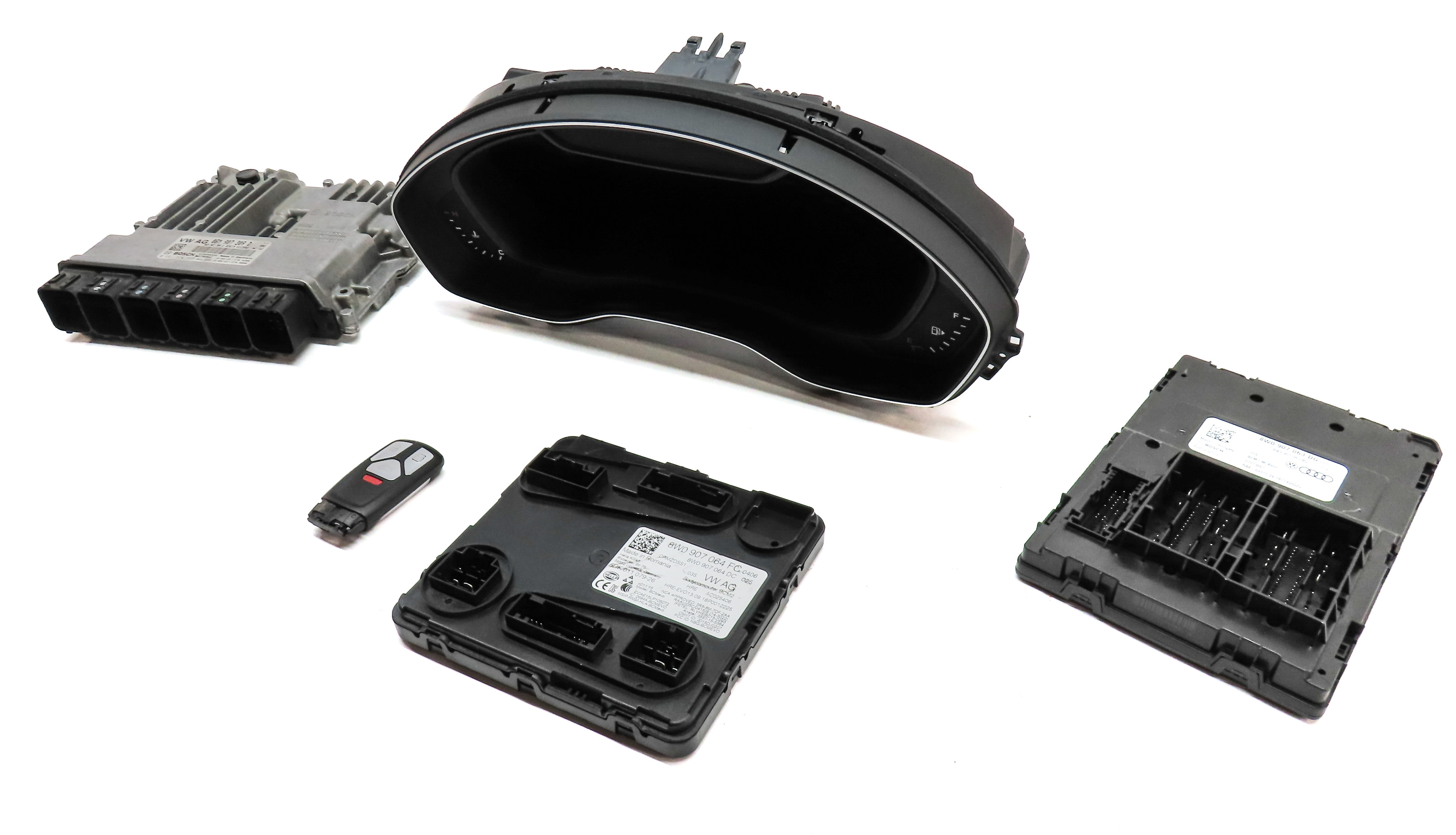 2019 AUDI S5 B9 3.0L CWGD TFSI ENGINE SPEEDOMETER BCM IMMOBILIZER MODULE KEY SET — exact item pictured